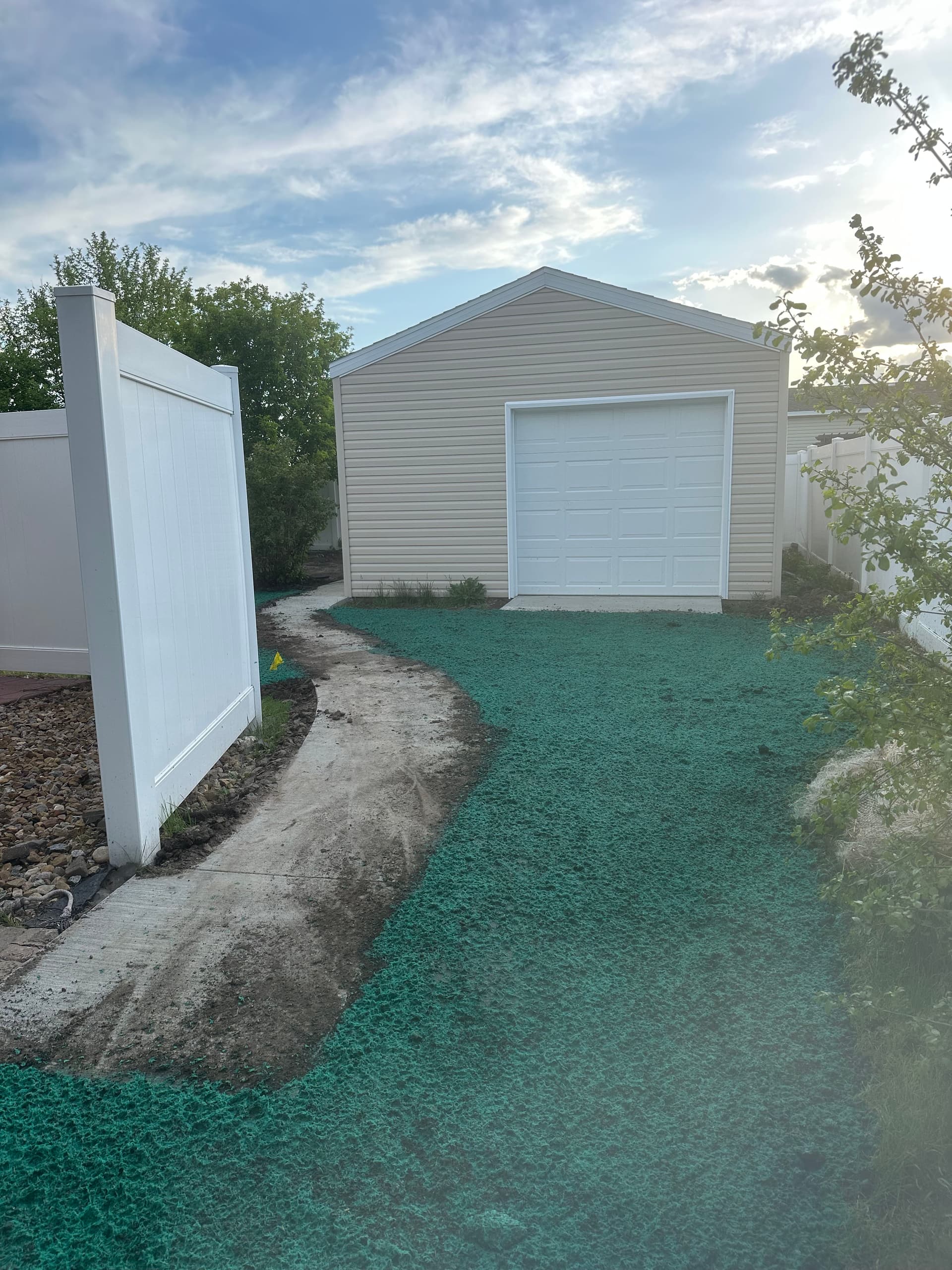 Gallery photos for Lawn Restoration After Walkway and Shed Apron Installation: Image #4