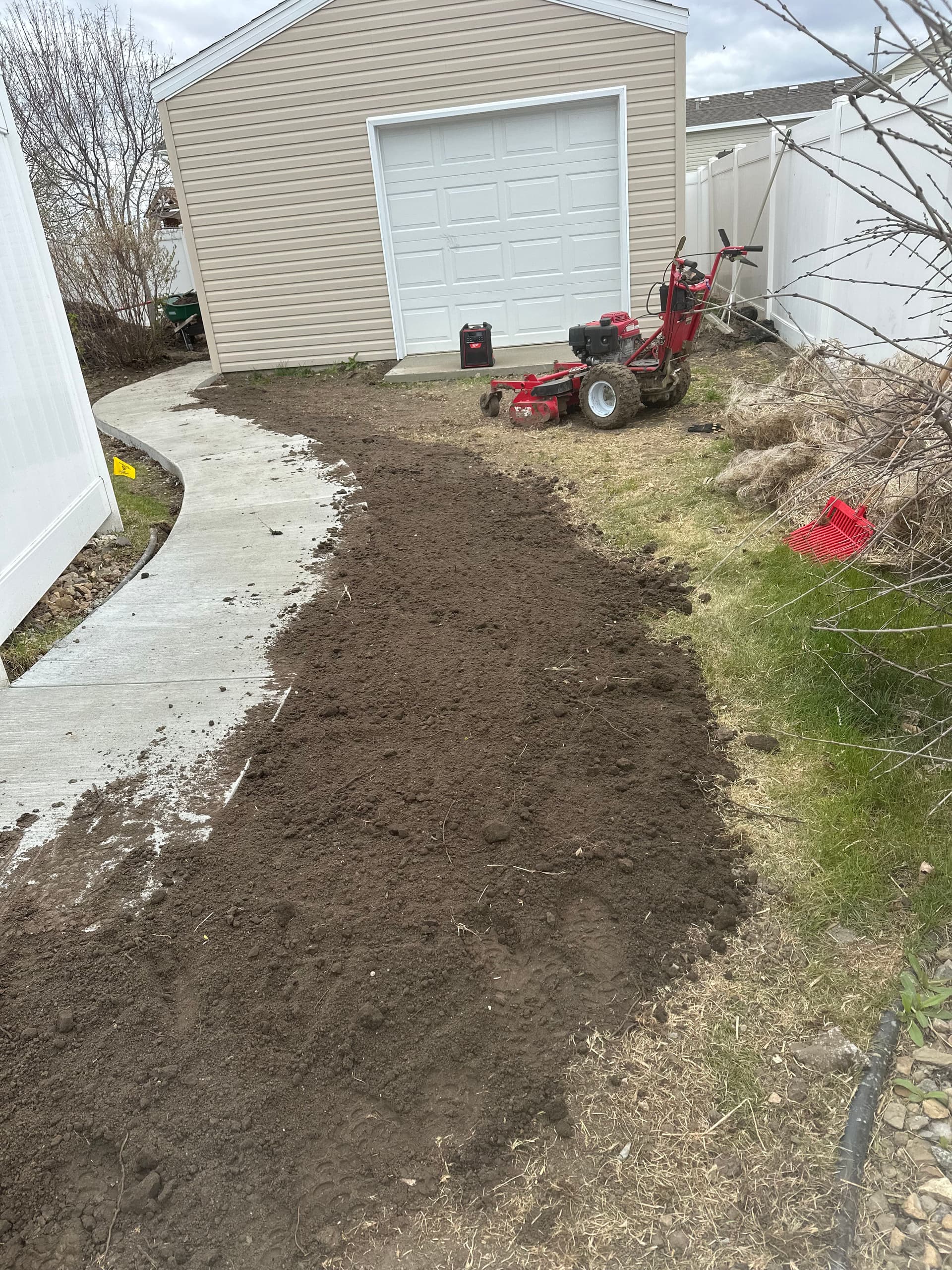 Gallery photos for Lawn Restoration After Walkway and Shed Apron Installation: Image #2