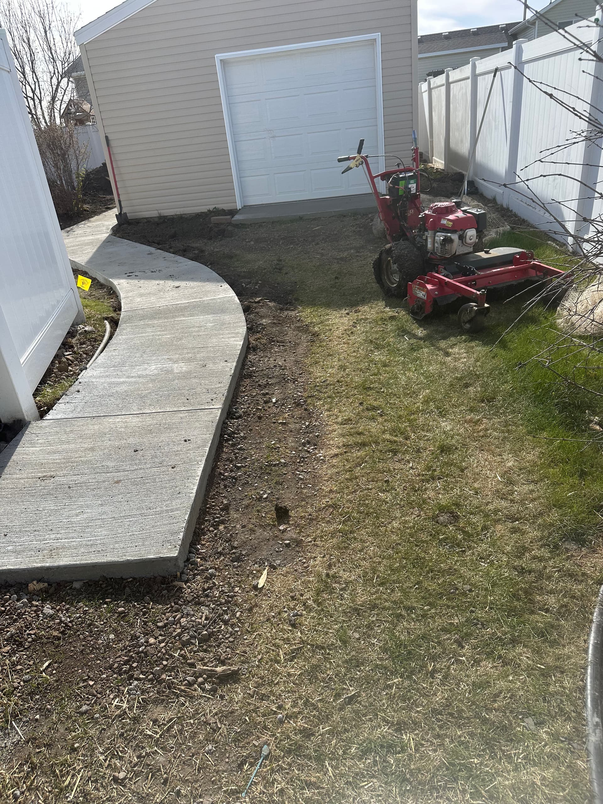 Lawn Restoration After Walkway and Shed Apron Installation image